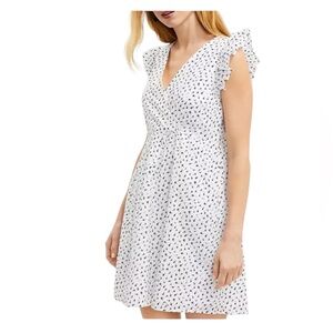 Loft Eyelet Ruffle Sleeve Crossover Dress. Size 8.